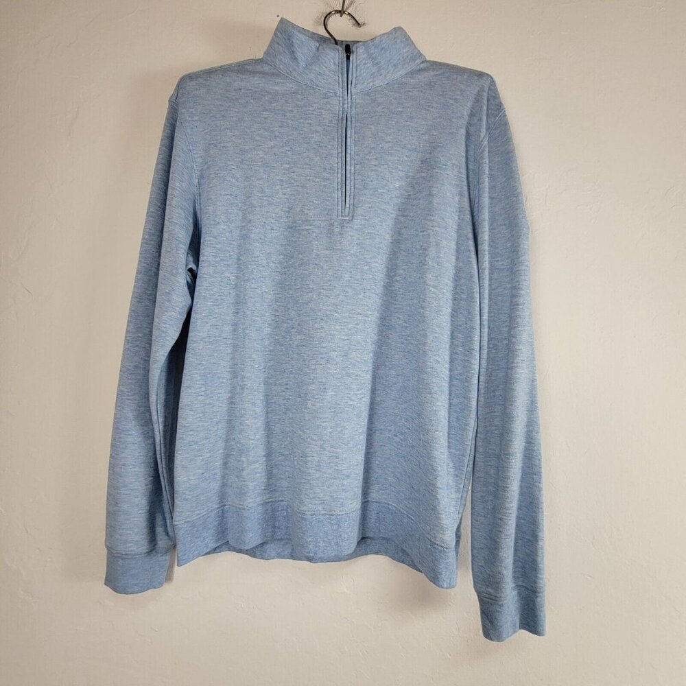 Turtleson Mens 1/4 Zip Pullover Sweater Medium Heather Blue Pebble Beach CA